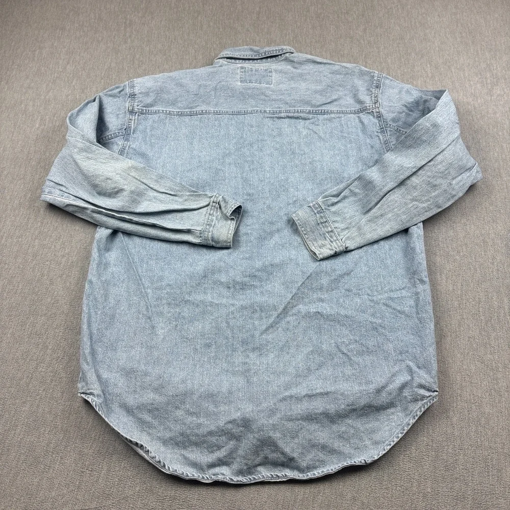 Vintage Levis‎ Shirt Mens Large Blue Denim Button Up Cotton Long Sleeve Western